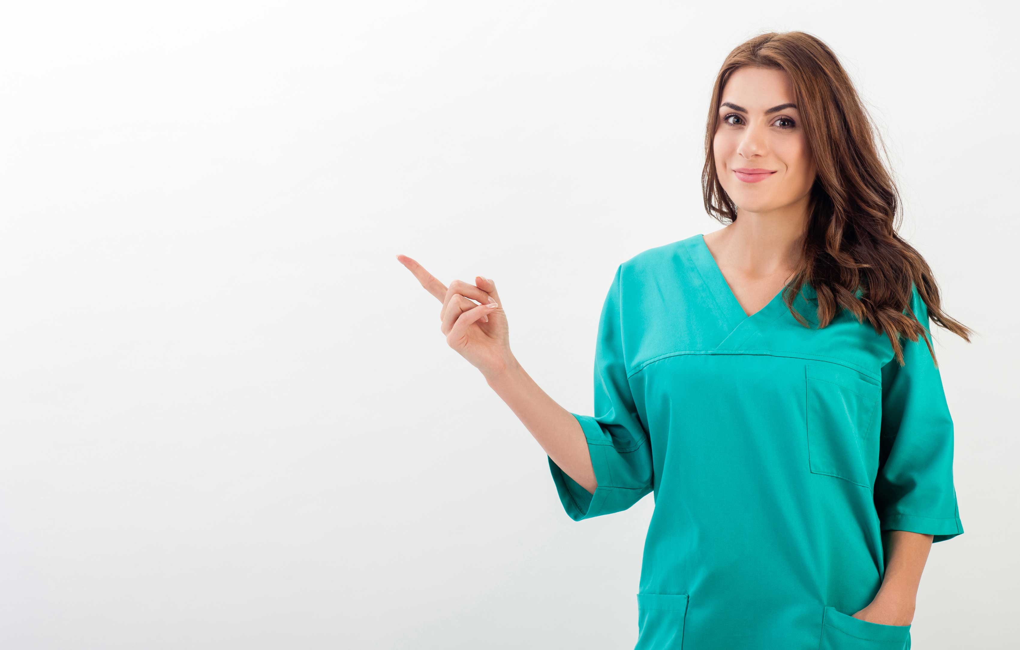 Practice nurses. Nurse pointing.